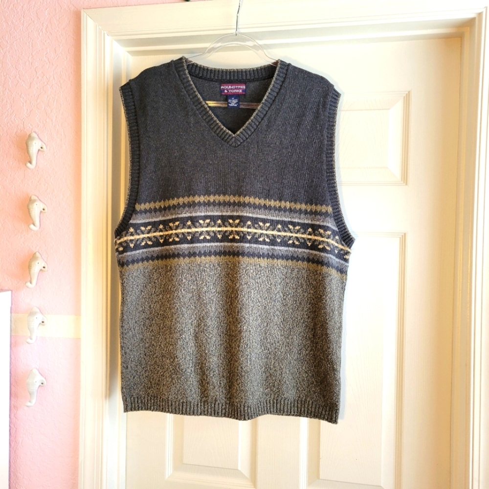 Roundtree & Yorke men's‎ gray sweater vest size LT vintage golf  grandpa core